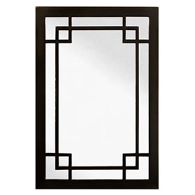 Black Elmwood Window Panel Asian Mirror