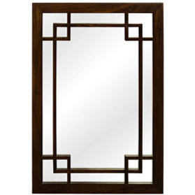 Espresso Elmwood Window Panel Asian Mirror