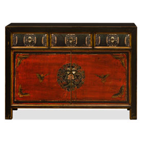 Elmwood Tibetan Masay Butterfly Motif  Cabinet