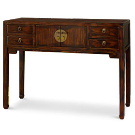 Mahogany Finish Elmwood Chinese Mandarin Console