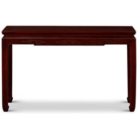 48in Dark Cherry Elmwood Chinese Key Motif Asian Console Table