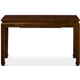 Light Espresso Elmwood Chinese Key Motif Asian Console Table