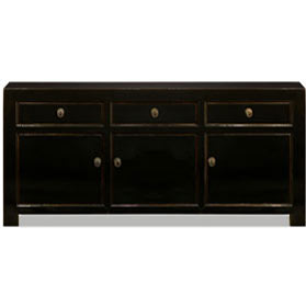 Distressed Black Elmwood Chinese Ming Cabinet