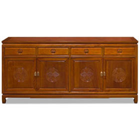 72 Inch Natural Finish Rosewood Chinese Longevity Design Sideboard