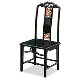 Black Rosewood Chinese Ming Design Side Chair with Natural Finish Accent