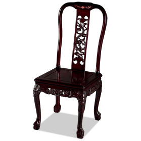 Dark Cherry Rosewood Dragon Oriental Side Chair