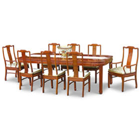 Natural Finish Rosewood Longevity Rectangle Dining Set with Chairs