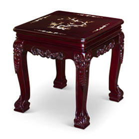 Dark Cherry Chinese Mother of Pearl Inlay Rosewood Royal Palace Lamp Table