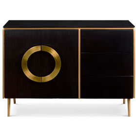 Black and Gold Zen Modern Asian Yuan Sideboard Cabinet