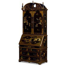 Chinoiserie Scenery French Motif Oriental Secretary Desk - with FREE Inside Delivery