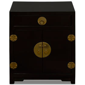 Matte Black Elmwood Chinese Ming Cabinet