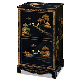 Chinoiserie Scenery 2 Drawer Oriental File Cabinet