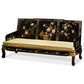 Black Lacquer Mother of Pearl Chinese Sofa Couch