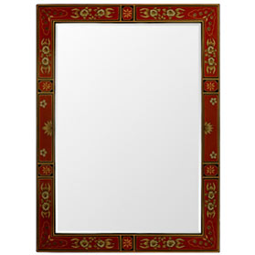 Red Tibetan Vertical Mirror