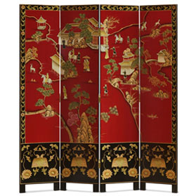 Chinoiserie Scenery 4 Panel Floor Screen