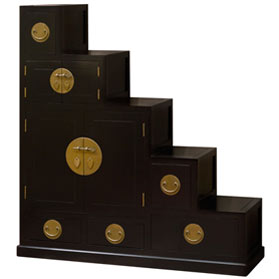 Ming Style Step Tansu - Black