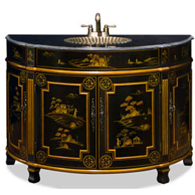 Chinoiserie Scenery Victorian Vanity Cabinet