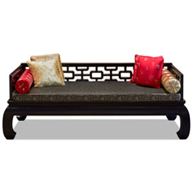 Distressed Black Elmwood Chinese Ming Day Bed