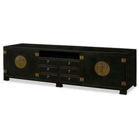 Distressed Black Elmwood Chinese Ming Media Cabinet - with FREE Inside Delivery