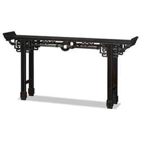 72 Inch Black Rosewood Coin Design Asian Altar Table