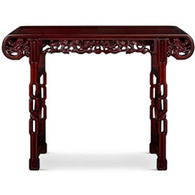 48in Dark Cherry Rosewood Dragon Motif Asian Altar Table