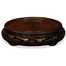 5.5 Inch Dark Brown Round Chinese Wooden Stand