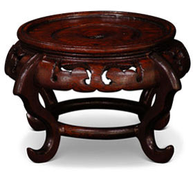 4 Inch Dark Brown Round Chinese Wooden Stand