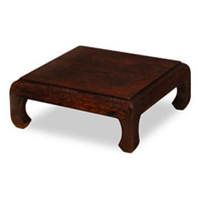 7 Inch Dark Brown Elmwood Chinese Square Stand