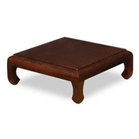 8 Inch Dark Brown Elmwood Chinese Square Stand