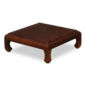 10 Inch Dark Brown Elmwood Chinese Square Stand