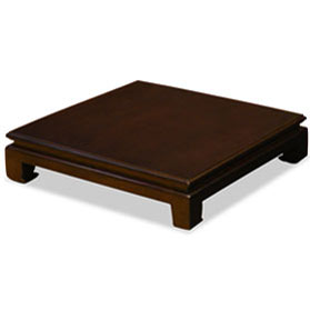 16 Inch Dark Brown Elmwood Chinese Square Stand