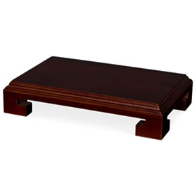 10 x 6 Inch Dark Brown Wooden Rectangular Chinese Stand