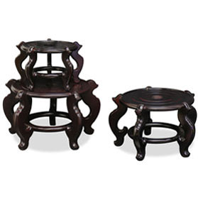 Dark Brown Chinese Wooden Planter Stands