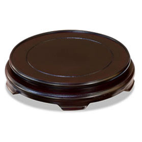 8 Inch Dark Brown Round Chinese Wooden Stand