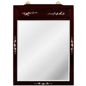 Dark Cherry Rosewood Mother of Pearl Inlay Vanity Mirror