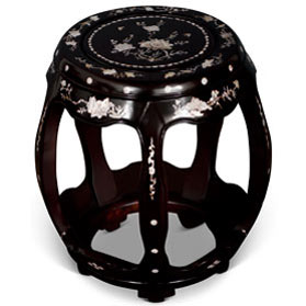 Dark Cherry Chinese Mother of Pearl Inlay Rosewood Stool