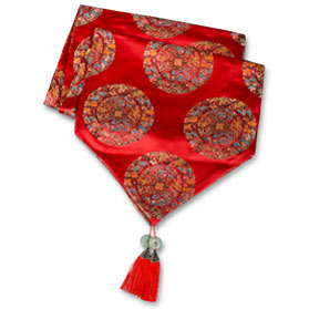 80 Inch Red Silk Chinese Imperial Dragon Table Runner