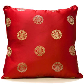 Red Chinese Silk Pillow (#33)