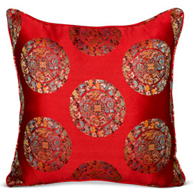 Red Chinese Silk Pillow (#36)