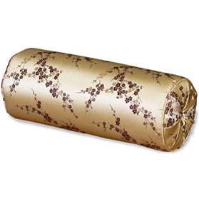 Gold Silk Plum Blossom Motif Chinese Bolster Pillow