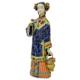 Chinese Porcelain Figurine, Lady with Flower Basket