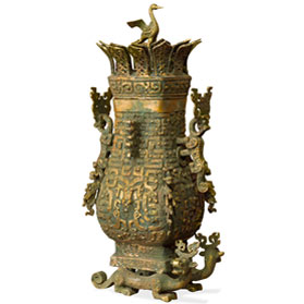 Bronze Patina Imperial Fang Hu Chinese Sculpture
