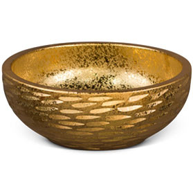 16in Abstact Design Gold Textured Oriental Porcelain Basin