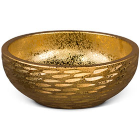 16in Abstact Design Gold Textured Oriental Porcelain Basin