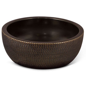 16in Black Textured Oriental Porcelain Basin