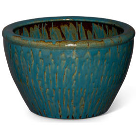 20 Inch Handmade Distressed Teal Chinese Fishbowl Planter