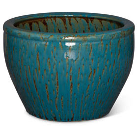 28in Handmade Distressed Teal Chinese Fishbowl Planter