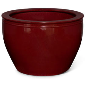 28in Handmade Maroon Red Chinese Fishbowl Planter