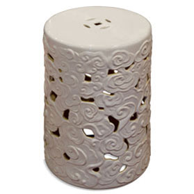 Blanc de Chine Cloud Motif Oriental Garden Stool