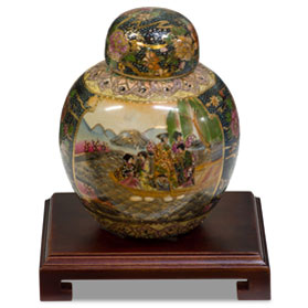 Satsuma Design Porcelain Oriental Spice Jar